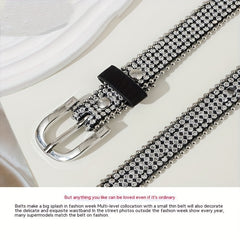 Rhinestone PU Belt Hip Hop Thin Belt Jeans Pants Belt Skirt Girdle