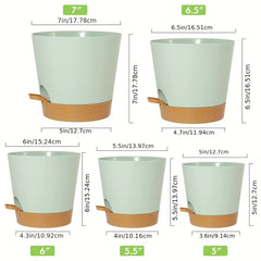 Green Self-Watering Plant Pots Plastic Planters Deep Reservoir