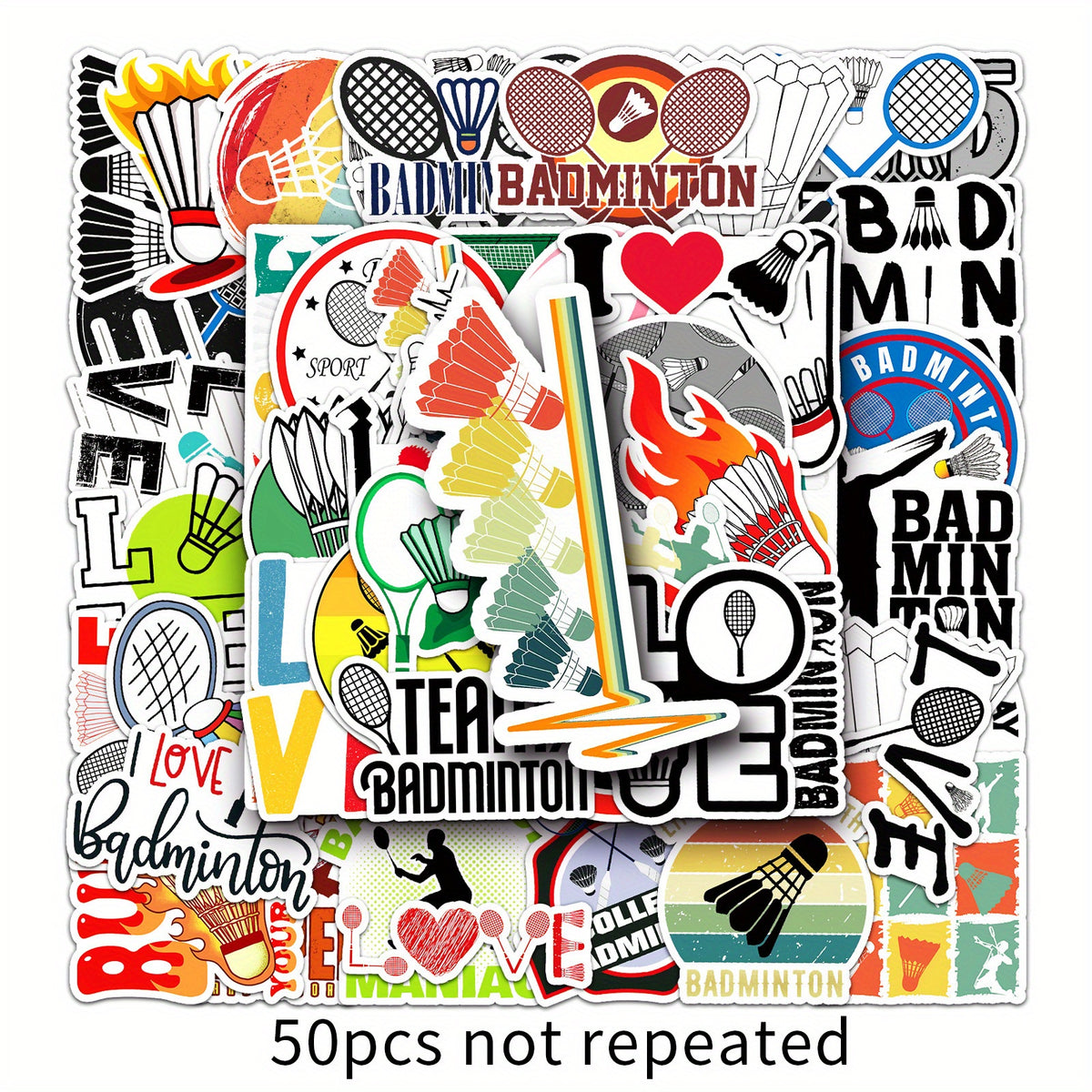 50pcs Badminton Graffiti Stickers DIY Waterproof Luggage Stickers