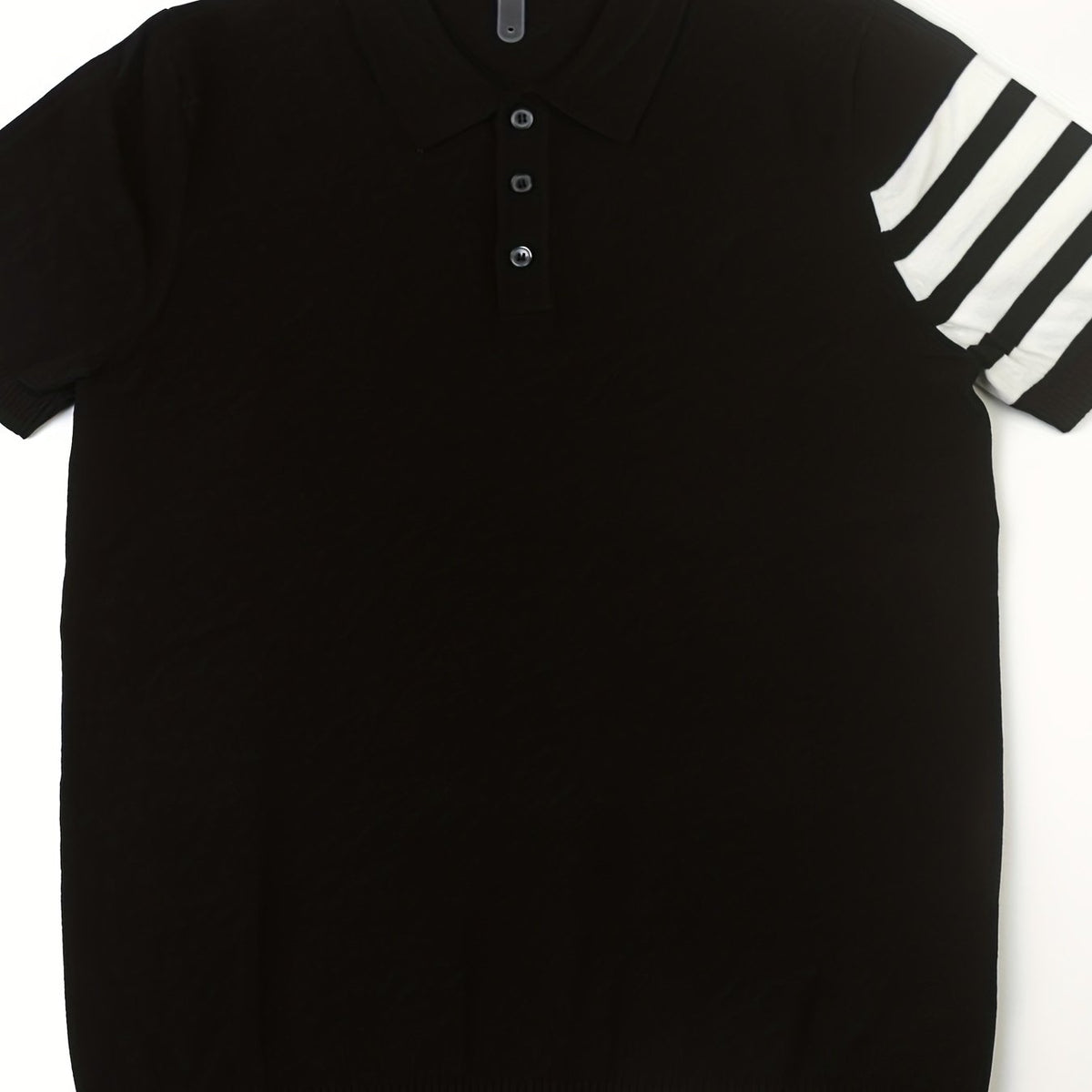 Stripe Breathable Polo Collar Sweater Men's Casual Solid Short Sleeve Sweater