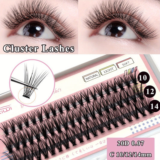 60 Cluster Eyelashes 20D C Curl 10 12 14mm Mixed False Eyelashes DIY