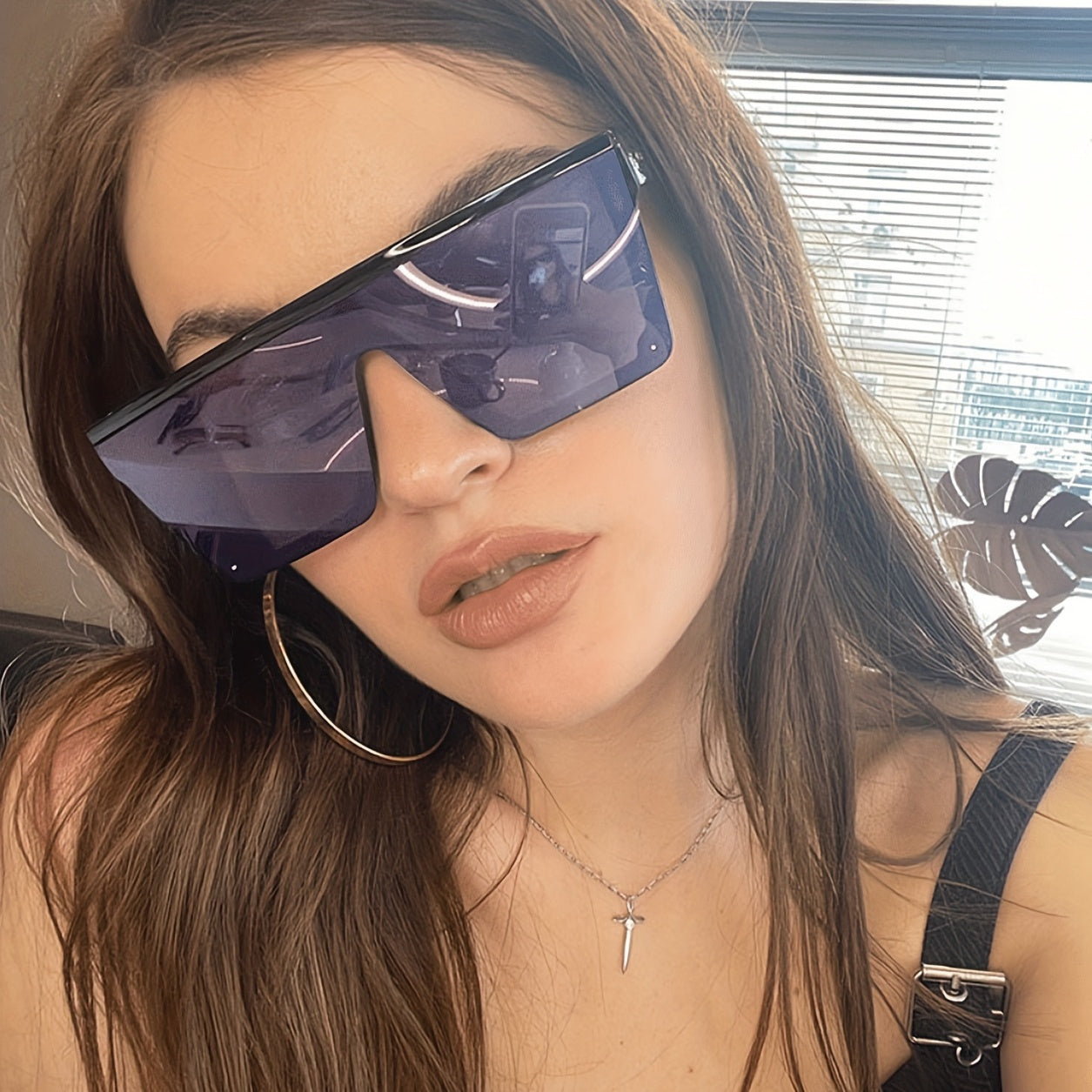 Y2K Flat Top Mirror Lens Sunglasses UV400