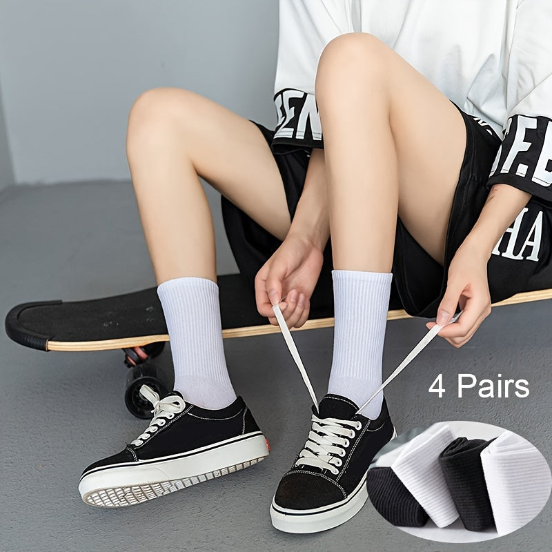 4 pairs Women's Essential & Cotton Blend Mid Tube Socks Pack