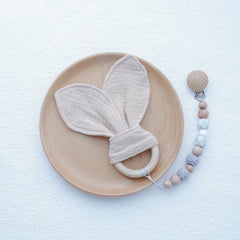 Baby Chewable Maple Wooden Teething Toy & Pacifier Accessories Set