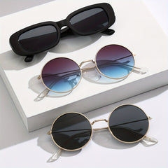 3 Pairs Round Frame Casual Sunglasses UV Protection