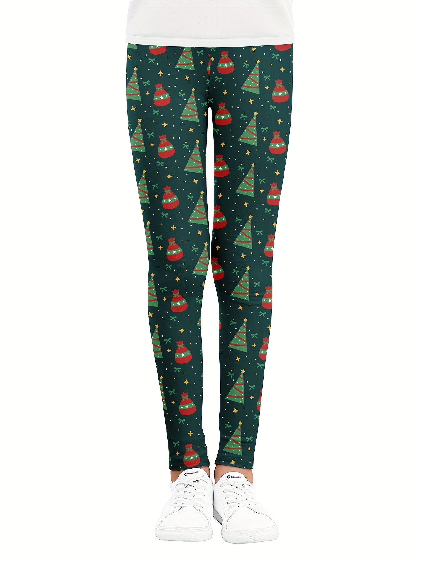 Girls' Christmas Stretch Leggings - Tight Fit & Ankle Length