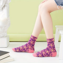 5 Pairs Star Print Socks Women's Stockings