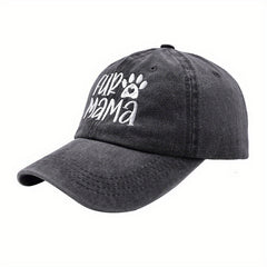Cat Dog Mom Embroidery Baseball Cap Washed Distressed Solid Dad Hats