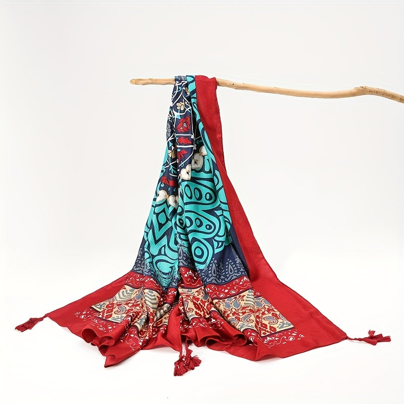 Ethnic Style Cotton and Linen Travel Scarf - Sunscreen Silk Shawl