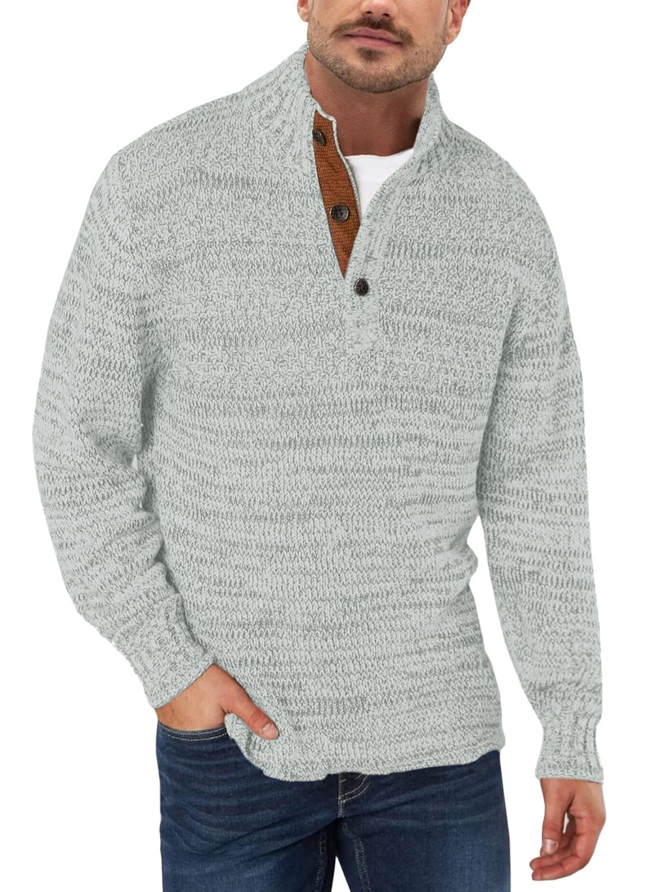 Men's Quarter Zip Polo Collar Knit Pullover Sweater