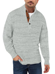 Men's Quarter Zip Polo Collar Knit Pullover Sweater