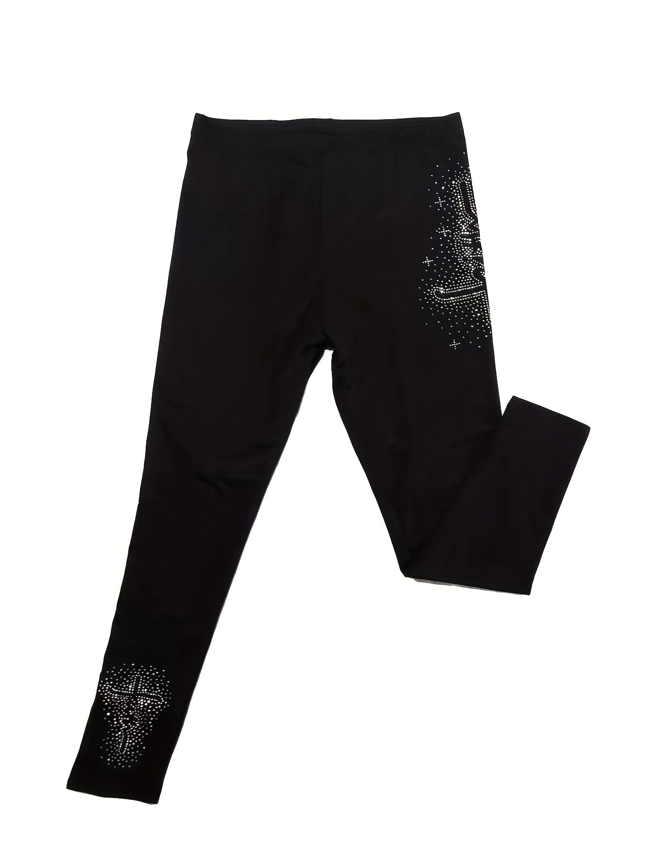  High Rise Rhinestone Letter Skinny Pants
