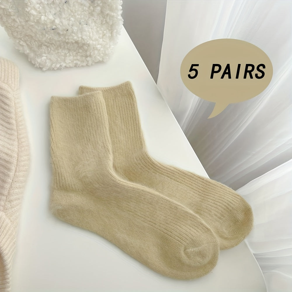 6 Pairs Cozy Mid Tube Women's Socks Solid Colors