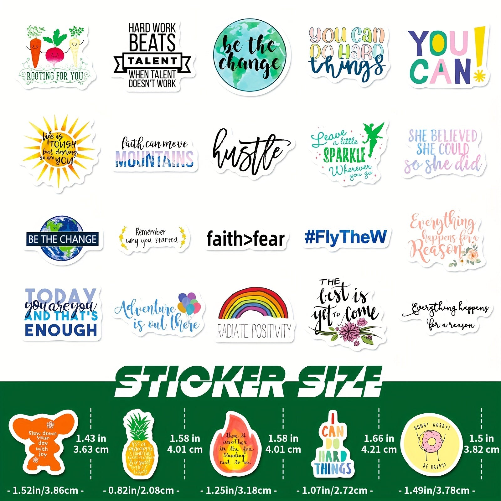 50pcs Inspirational Affirmation Stickers Waterproof Motivational Quote Stickers