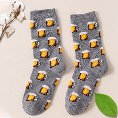 Beer Patterned Crew Socks Lightweight & Comfy Mid Tube Socks