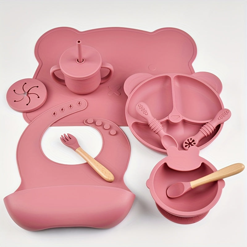 10pcs Silicone Baby Feeding Set for 0-3 Years Old