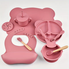 10pcs Silicone Baby Feeding Set for 0-3 Years Old