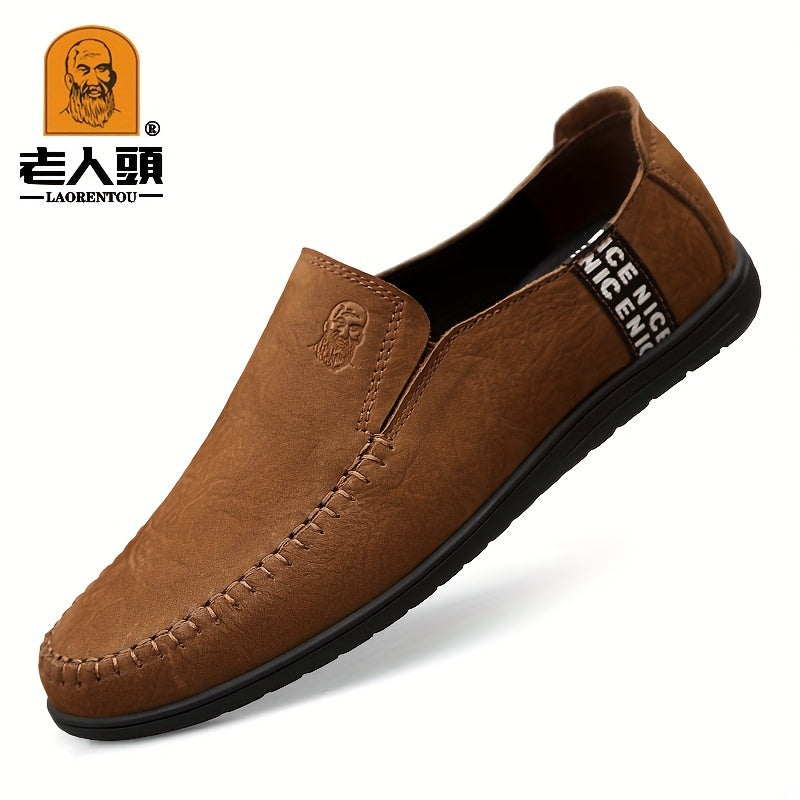 LAORENTOU Men's Leather Loafer Shoes Lightweight Wear resistant Walking Shoes