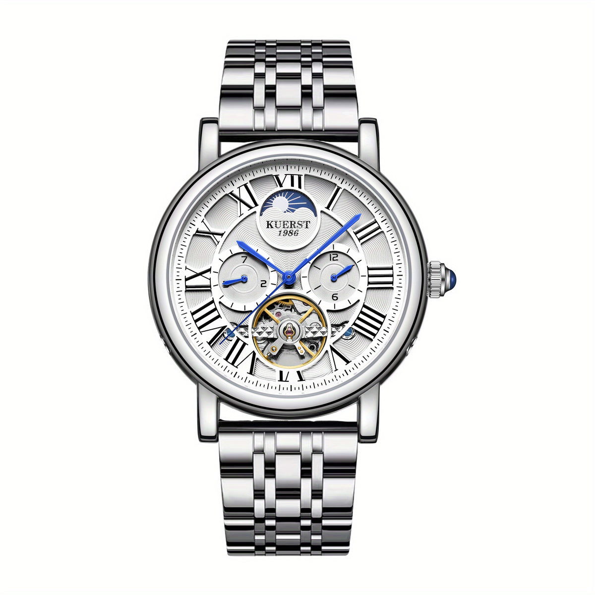 KUERST Retro Youth Men's Steel Strap Automatic Mechanical Watch Waterproof