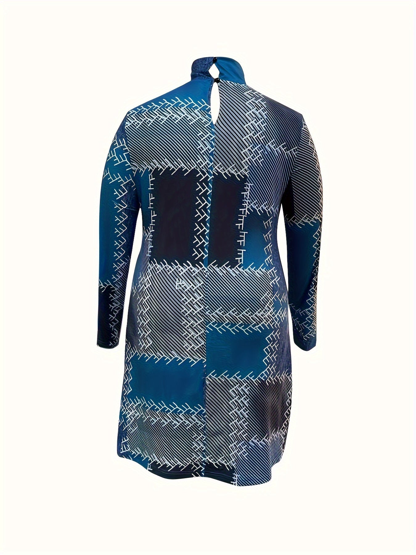  Colorblock Graphic Print High Neck Dress
