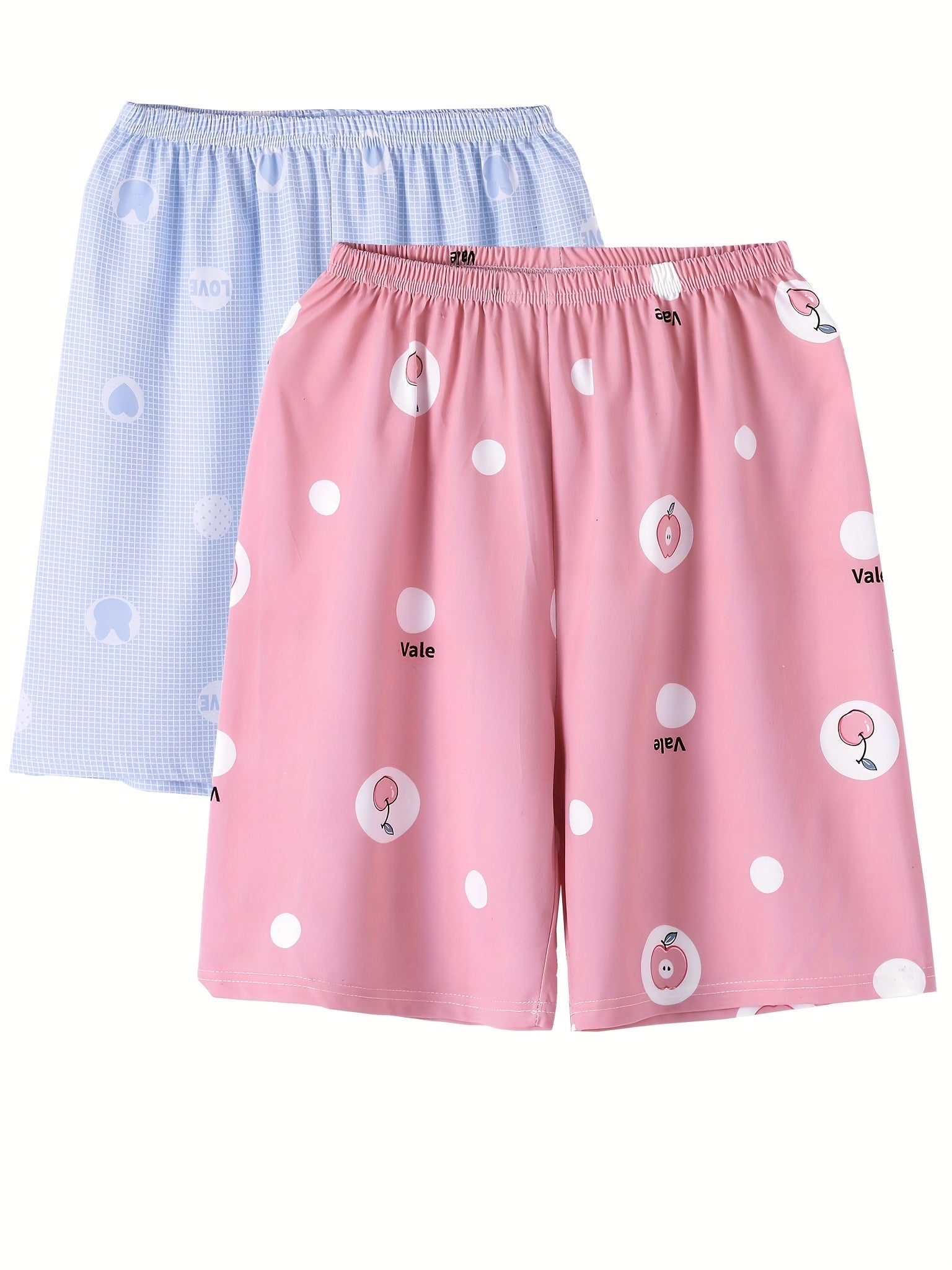 2 Pack Women's Plus Size Peach & Rabbit Print Pajama Bottoms Set