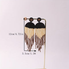 Vintage Boho Block Beads Tassel Earrings for Men Women Kids
