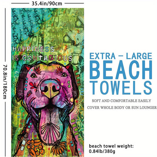 Dog Pattern Beach Towel Quick Drying Soft Absorbent Adult Beach Blanket