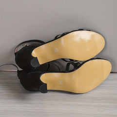 Women's Kitten Heel Sandals - Cross Strap Stiletto Dance Shoes