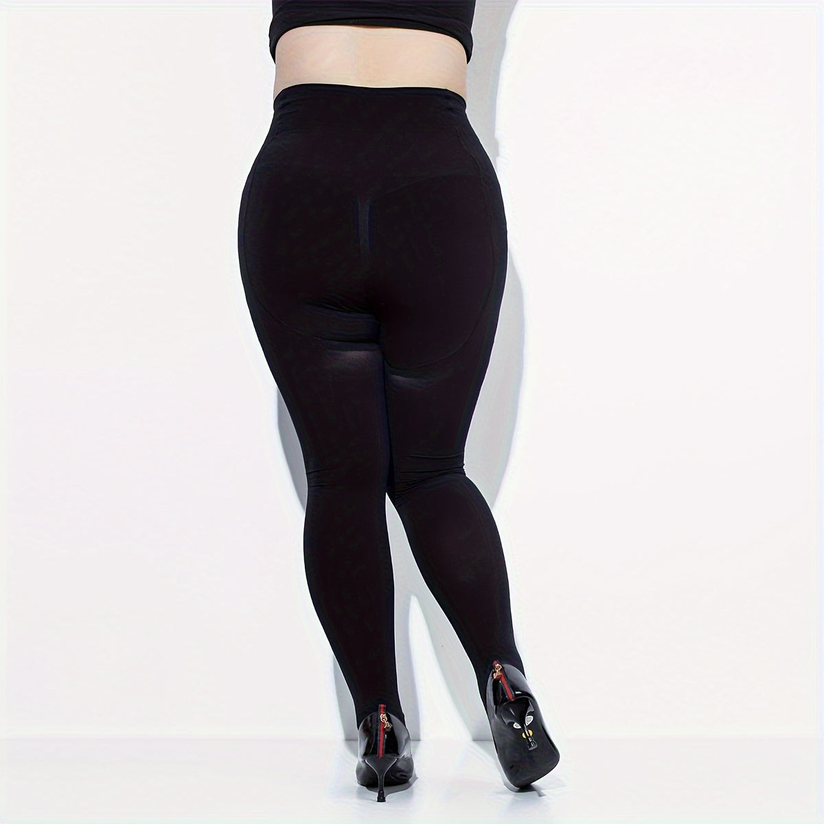  Casual Pantyhose Women's Plus Solid Stirrup High Waist