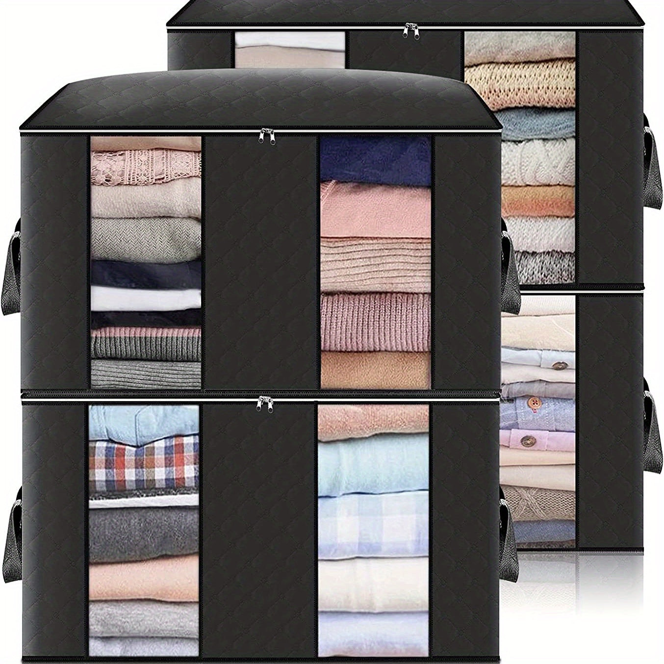90L Clothes Storage Bag w/ Reinforced Handle & Sturdy Zipper