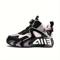 Boy's Rotating Buckle Basketball Shoes Non Slip Sneakers