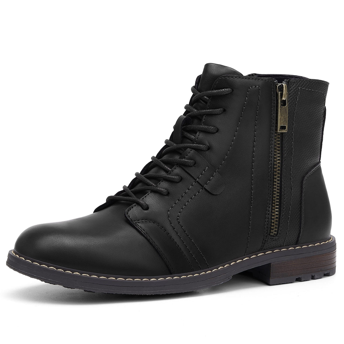 Men's Casual Ankle Motorcycle Boots Side Zip Work Shoes