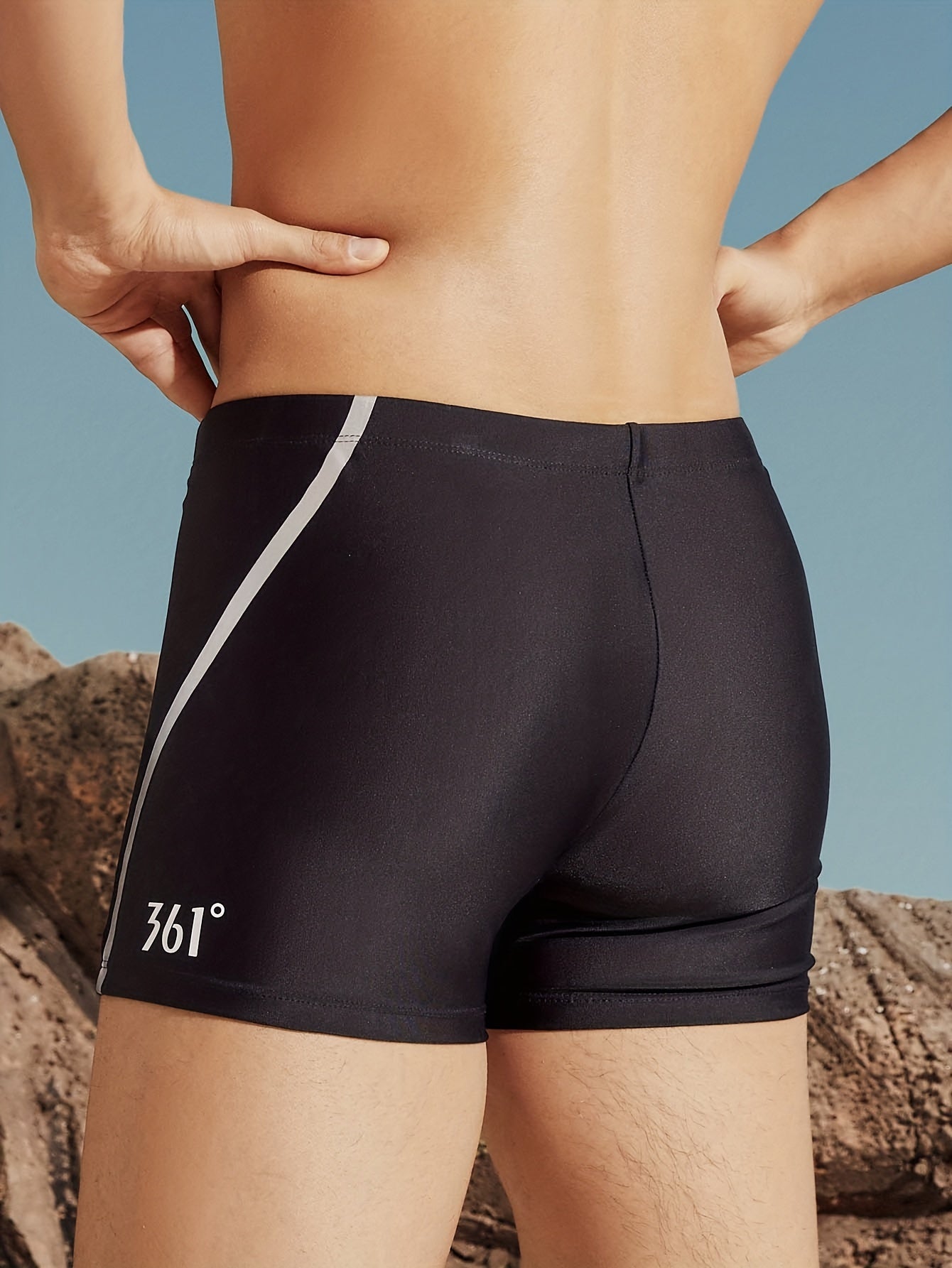 Solid Nylon Men's Boxer Sports Swimming Trunks for Beach Surfing