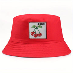 Reversible Cherry Embroidery Bucket Hat