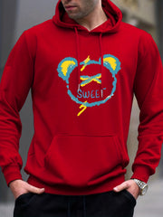Cartoon Bear & Sweet Print Hoodie Hoodies For Men