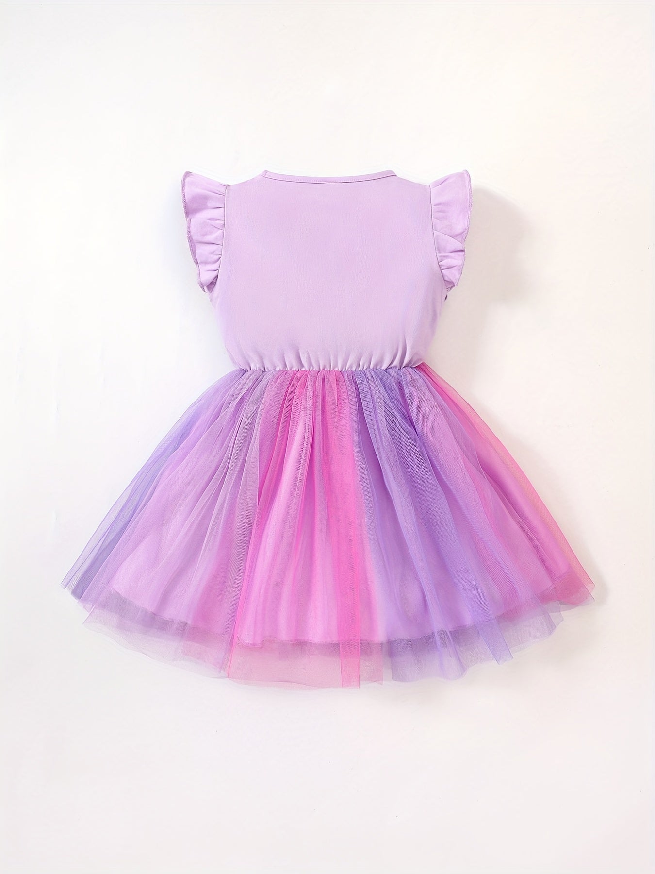 Toddler Girls Unicorn Embroidery Mesh Dress