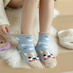 7 Pairs Colorblock Animal Plush Socks Soft Stockings