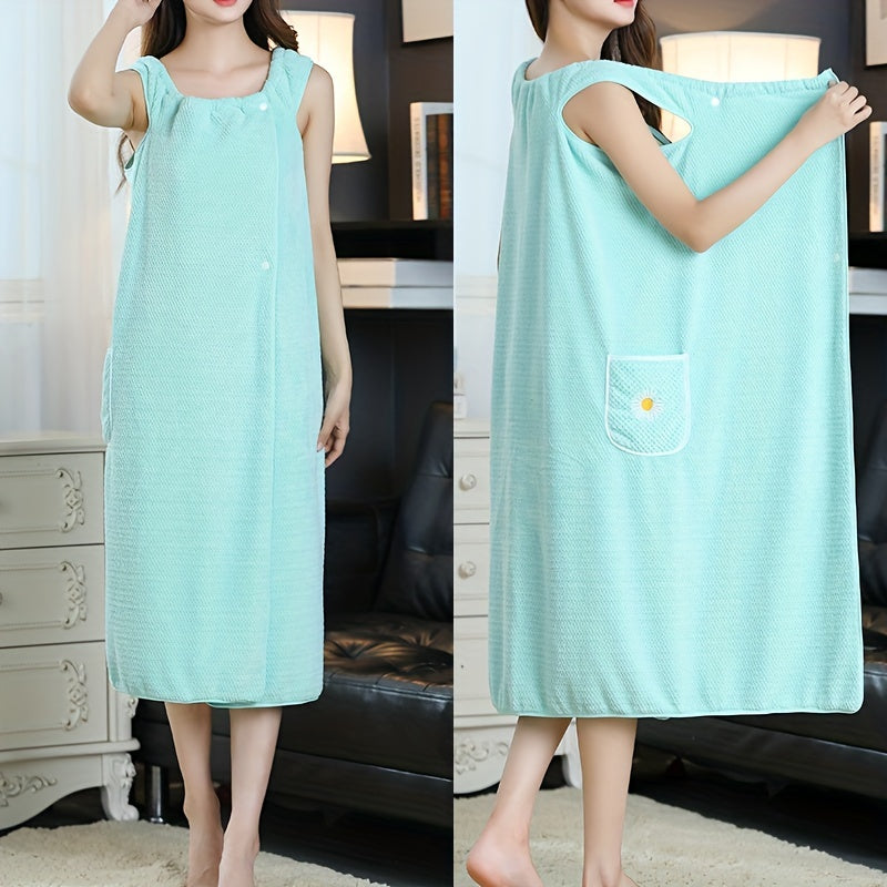 Flower Pattern Bath Skirt for Adults Absorbent Quick Drying Bathrobe