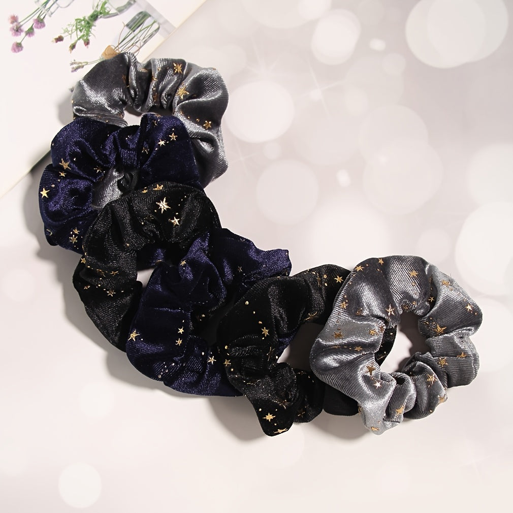6pcs Velvet Star Scrunchies Golden Star Celestial Scrunchie