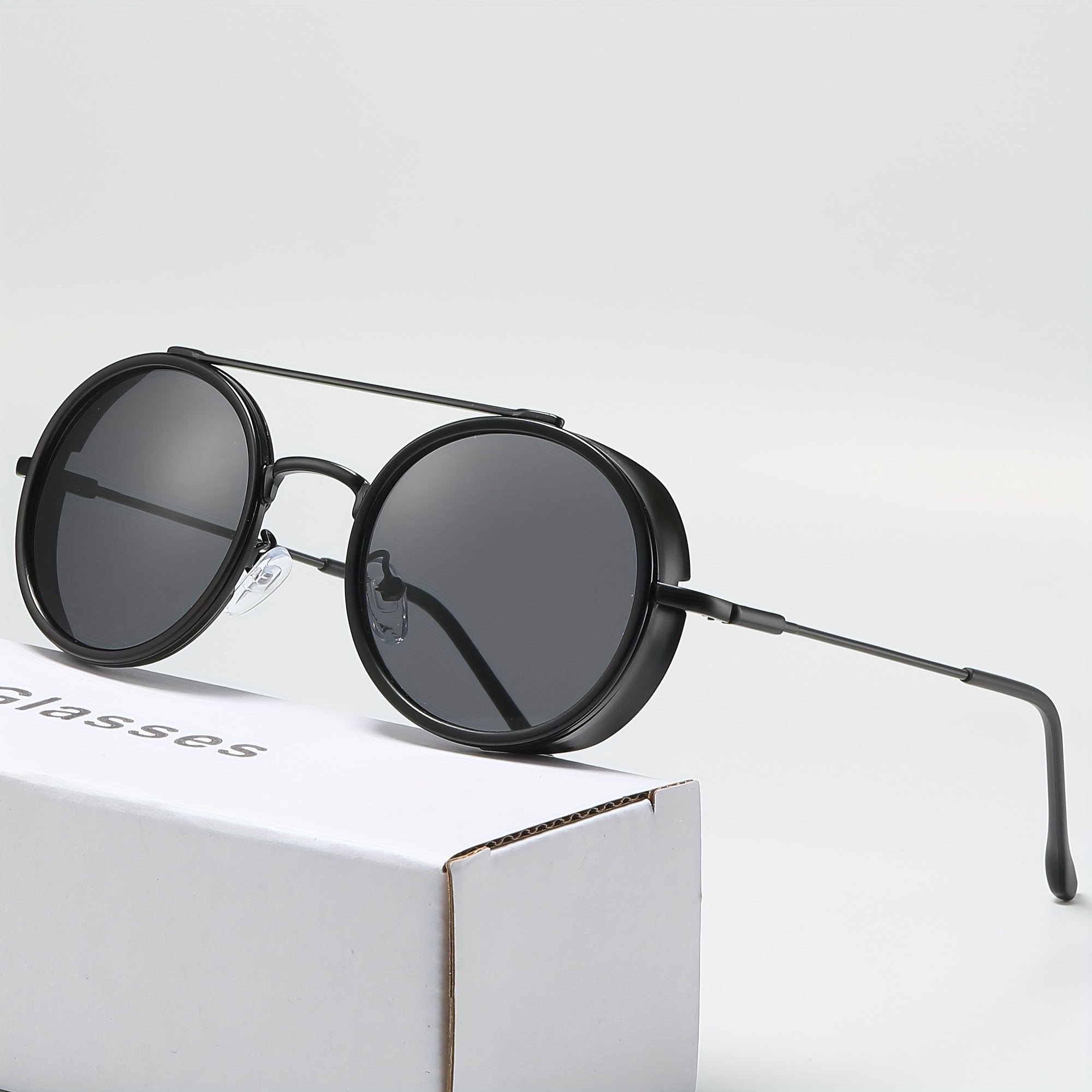Men's Round Metal Sunglasses Driving Outdoor Glasses UV400