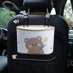 Cartoon Bear Storage Box Car Seat Back Trash Can Car Storage Bag Car Accessories