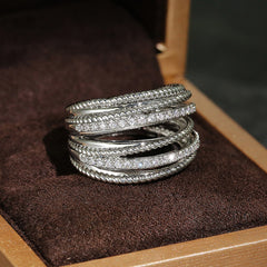 Romantic Rhinestone Cut Out Copper Ring Bracelet