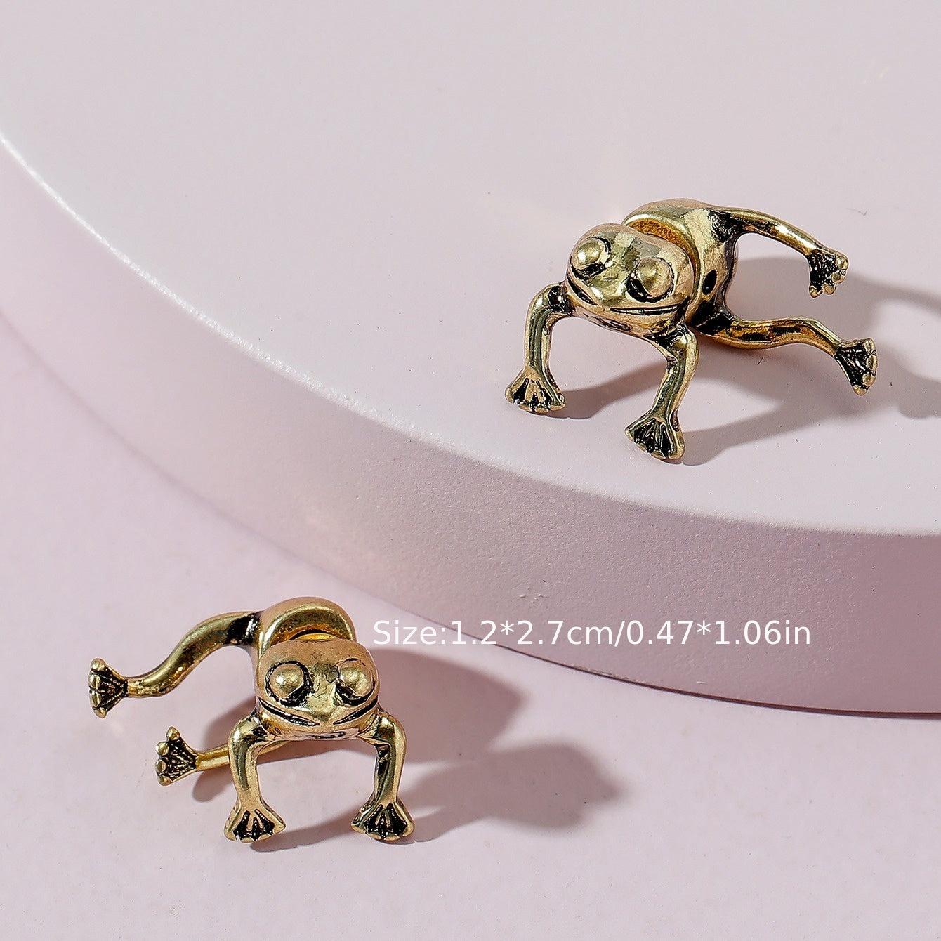Vintage Frog Front & Back Earrings 14K Plated