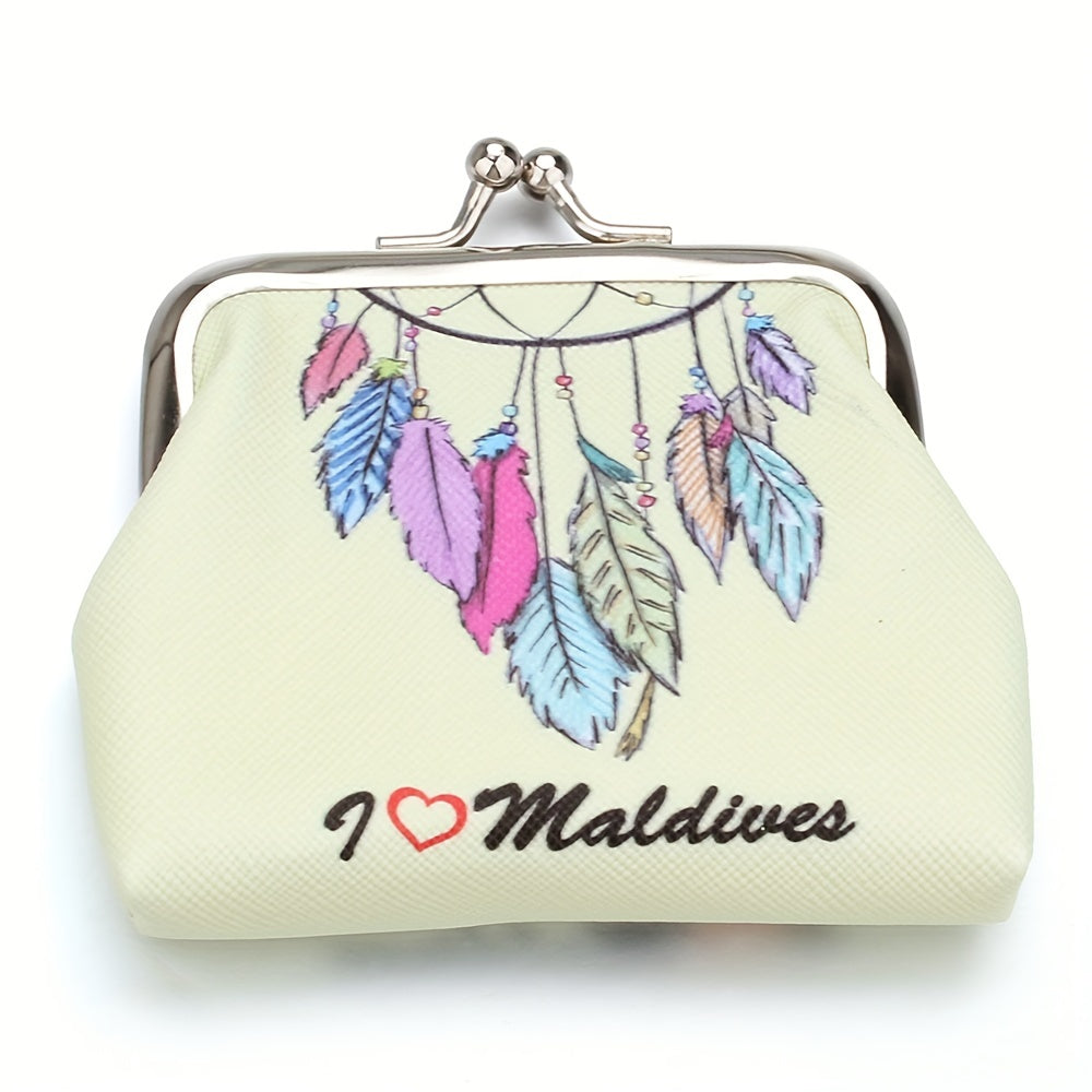 Leaf Pattern Coin Purse Bag Kiss Lock Key Bag Birthday Gift