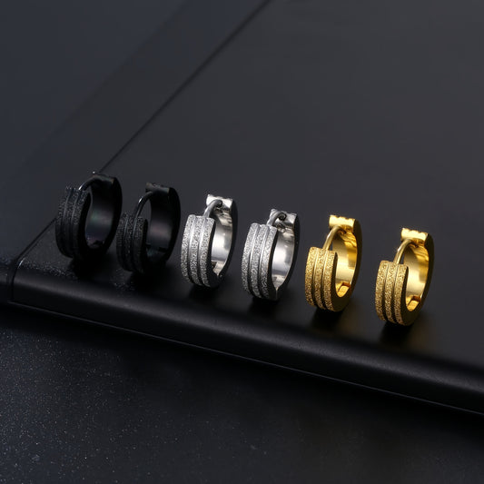 Men's Double Thread Pressing Frosting Earrings