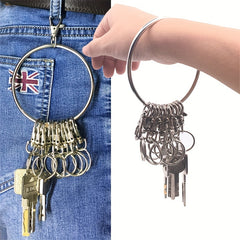 Portable Metal Key Organizer with Swivel Clasps for Home Office