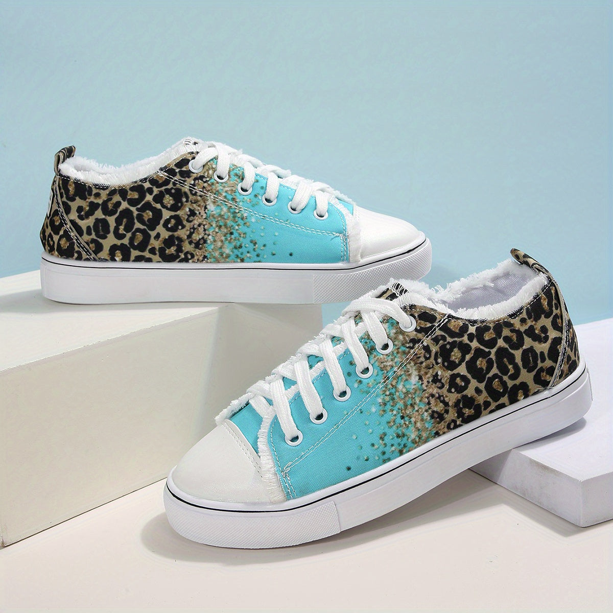 Women's Canvas Sneakers Print Lace Up Flat Shoes