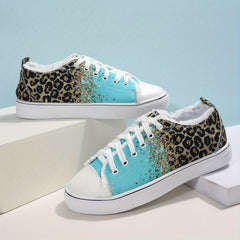 Women's Canvas Sneakers Print Lace Up Flat Shoes