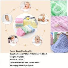 5pcs Baby Muslin Washcloths Burp Cloths Natural Cotton Baby Wipes