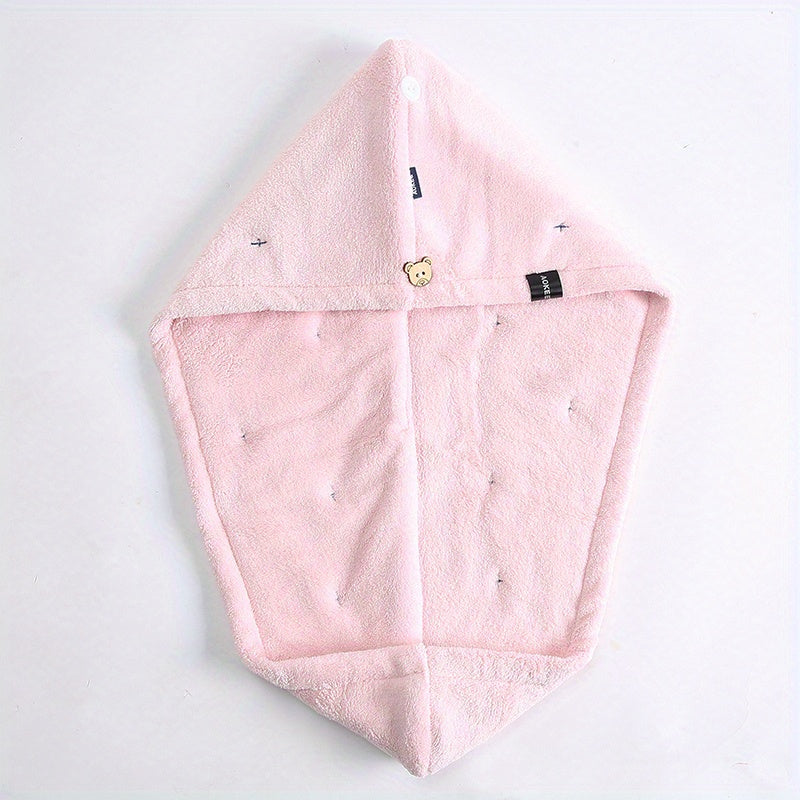 Double Layer Hair Drying Cap Coral Fleece Towel Quick Dry for Long Hair